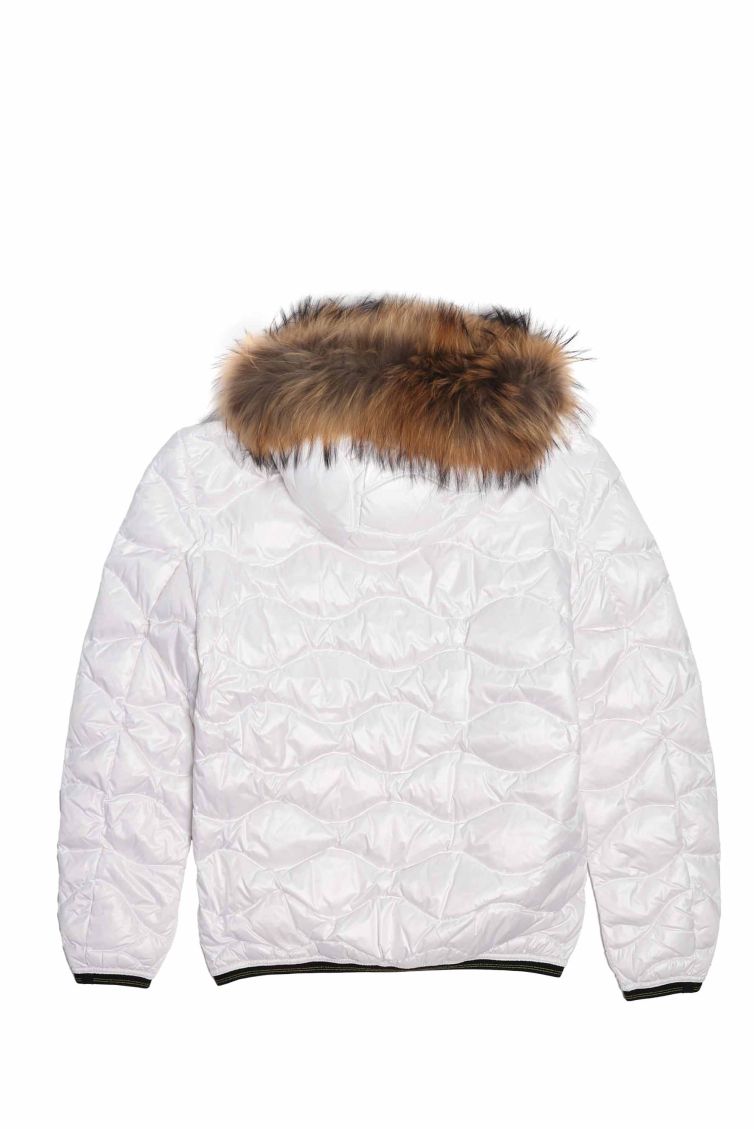 PIUMINO UOMO BLAUER WAVEFUR BIANCO OTTICO CON CAPPUCCIO